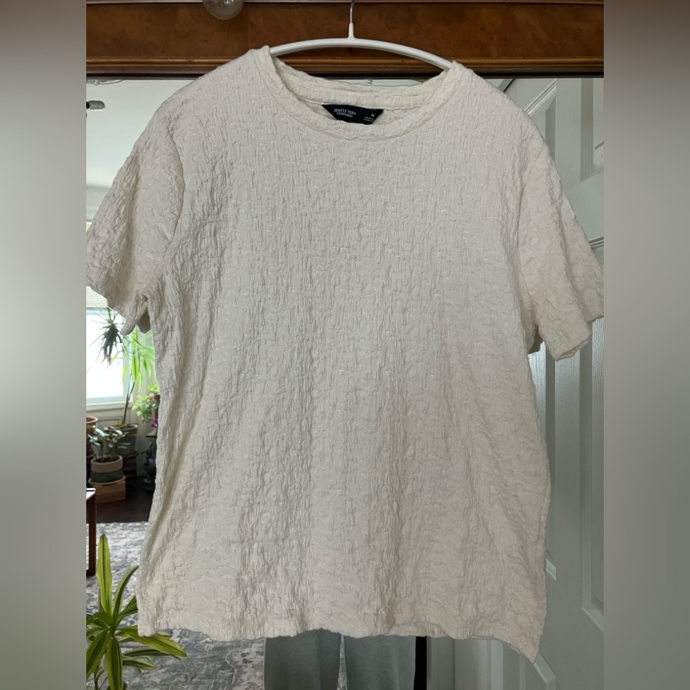 Simply Vera Vera Wang Textured Short Sleeve Tee - Cream